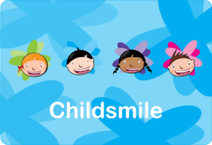 The Childsmile logo with 4 cartoon children's faces.