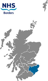 Map of Scotland highlighting the NHS Borders health board