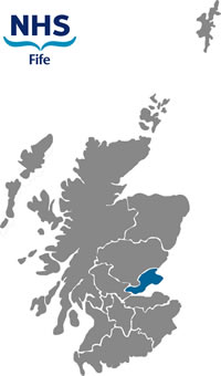 Map of Scotland highlighting NHS Fife health board