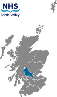 Map of Scotland highlighting NHS Forth Valley health board