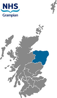 Map of Scotland highlighting NHS Grampian health board