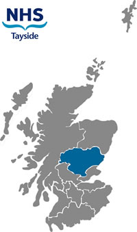 Map of Scotland highlighting NHS Tayside health board