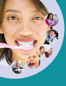 A person brushing their teeth