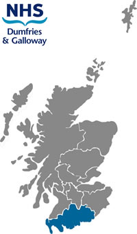 Map of Scotland highlight NHS Dumfries and Galloway health board