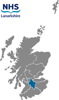 Map of Scotland highlighting NHS Lanarkshire health board
